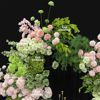 Arche de mariage Sunwedding, fleurs sauvages du printemps, arche de fleurs artificielles rose et verte pour la décoration et la scène d'événement