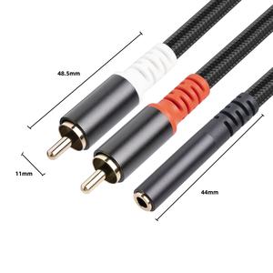 Nuovo guscio in alluminio 0.3M placcato oro Stereo 3.5 femmina a 2RCA maschio cavo di conversione Audio Video <span class=keywords><strong>un</strong></span> <span class=keywords><strong>minuto</strong></span> due Audio - Product Image 3