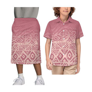 1MOQ Livraison directe Polynésien Elei Tribal Design Custom Boy Short Sleeve Shirt Soft Pockets Button Beach Longi Skirt Sarong - Product Image 5