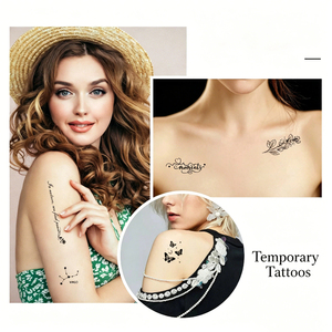 Autocollants de <span class=keywords><strong>tatouage</strong></span> temporaire semi-permanent papillon réaliste et fleur, imperméables et résistants à la transpiration, pour maquillage corporel féminin sur le bras - Product Image 2