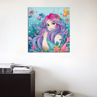 Vente chaude mer monde sirène peinture en aérosol mur art mural impression peinture pour la maison chambre décor