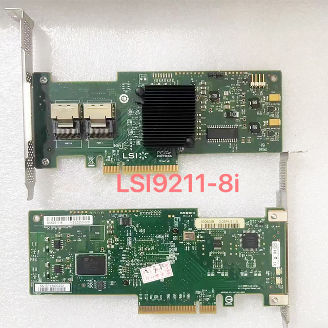 Original Used 9211-8i LSI Mega RAID Controller Card 6Gb/s SATA SAS X8 Lane PCI Express Wireless Server Adapter Internal Stock
