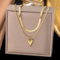 Collier en acier inoxydable avec pendentif en forme de fleur, de cœur, de papillon, d'étoile de mer et de coquillage, chaîne multicouche plaquée or 18 carats PVD