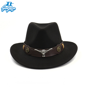 ナイトメタルブルヘッドウエスタンカウボーイトップハットクロスボーダーホット秋と冬のウールジャズハットFedoraフェルトハット - Product Image 5