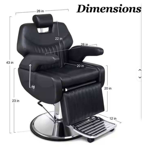 Chaise de coiffure professionnelle en gros, fauteuil de barbier moderne et classique inclinable de luxe noir avec pompe hydraulique pour hommes - Product Image 2