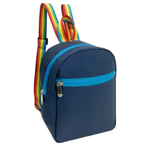Promotional Colorful Small Fancy Breathable Versatile Utility Light Backpacks Back Pack Schoolbag Book Bag With Rainbow Strap