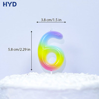 Bougies d'anniversaire numérotées dégradées arc-en-ciel 2026 (0-9) – Décoration de gâteau sans fumée, multicolores, pour fournitures de fête d'enfants