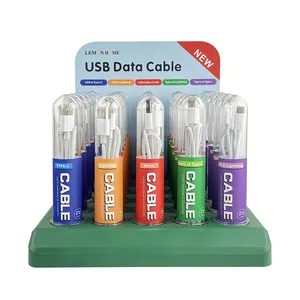 5种不同的数据电缆计数器展示盒微型c型，适用于iphone至c型usb电缆