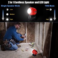 Speaker Portabel Kompatibel untuk 5.3, RGB LED, AUX, TF, USB Input, IPX4 Tahan Air, Output 8W, Cocok untuk Kerja Lapangan, Berkemah, Untuk Baterai 18V MWQ