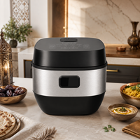 Penanak Nasi Listrik 5L untuk Hotel, Rumah, dan Dapur, 900W, 12 Program, Gelas Takar, Stainless Steel, Layar LED, Timer