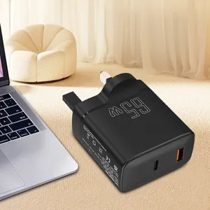 High Quality 65Watt Qc3.0 PD Travel USB Type C GaN Charger 65W Wall Super Fast Laptop Charger With UK Plug CE UKCA Approved