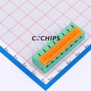 MX142V-5.08-08P-GN01-Cu-A Spring Terminal Block Through hole Component (THT),P=5.08mm Connector 1x8P 5.08mm Green Through Hole - Product Image 1