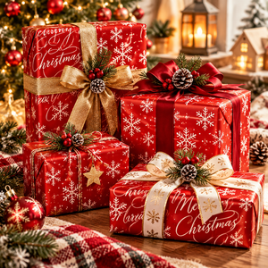 Factory Audits <b>Christmas</b> <b>Wrapping</b> <b>Paper</b> Set Of 3 Eco-friendly Art <b>Paper</b> Roll PDQ Display Box - Product Image 2