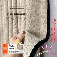 Nuevas Cortinas Opacas de Estilo Francés Vintage con Borde Negro, Cortinas de Alta Gama, Suministro Transfronterizo para Ventanas de Dormitorios y Salas de Estar