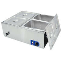 Peralatan Katering 4*1/2 GN PAN, Meja Pemanas Listrik Stainless Steel untuk Snack, Bain Marie Elektrik dengan Pengontrol Suhu