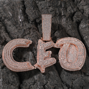 Pendentif <span class=keywords><strong>personnalisé</strong></span> UWIN avec initiale en lettres verticales CZ, pendentif en lettres brossées, bijoux personnalisés, MOQ 1 pièce, <span class=keywords><strong>collier</strong></span> avec pendentif - Product Image 5