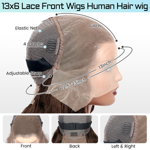 Top 180% densité 4 # brun 13x6 dentelle avant perruque longue ligne droite cheveux humains pré plumé frontal perruques avec cheveux <span class=keywords><strong>Boby</strong></span> pour les femmes noires - Product Image 6