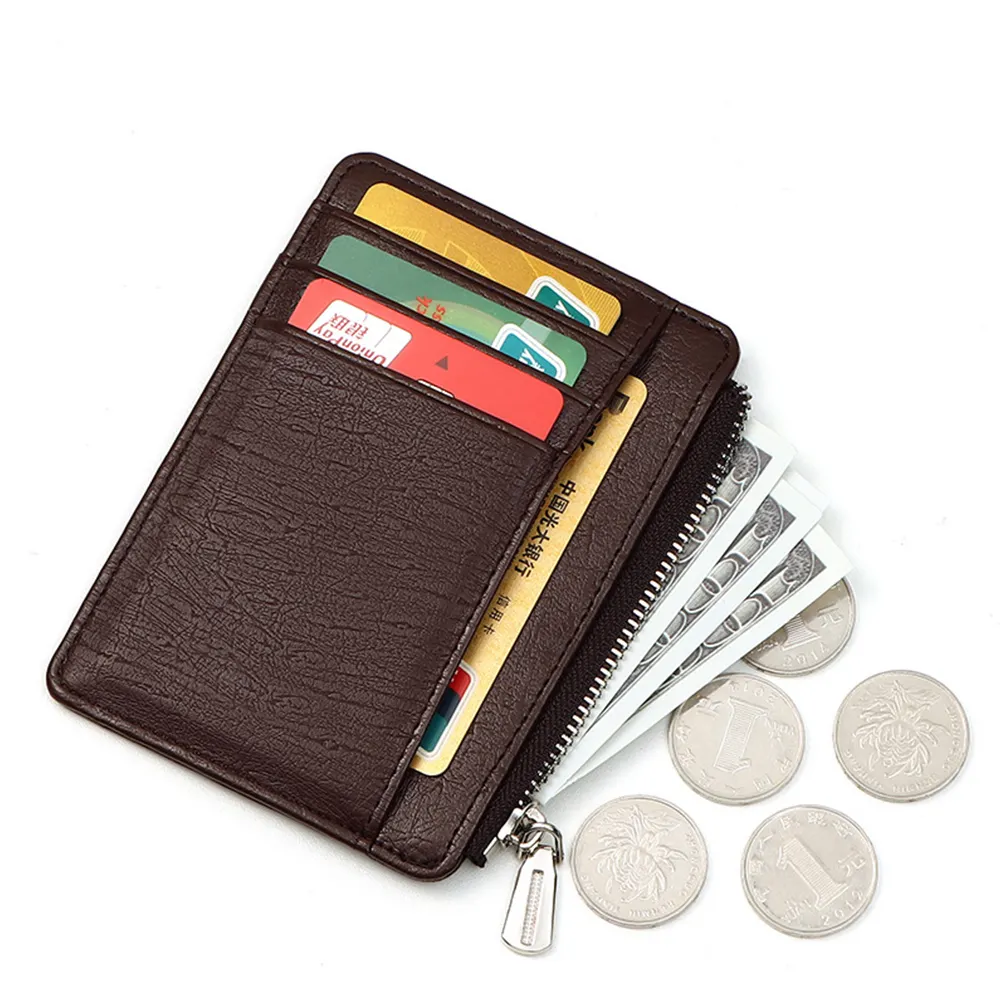 2023 Genuine Leather card Wallets RFID Men's Wallet with zipper coin pocket male slim Money Card Holder
