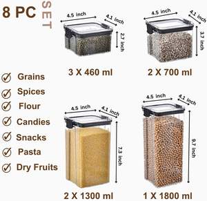 Juego de Recipientes Herméticos para Almacenamiento de Alimentos Sin BPA - 5 Tamaños, Recipientes de PET con Tapas Duraderas Ideales para Cereales, Harina - Product Image 4