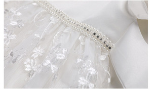 Abito da Battesimo <span class=keywords><strong>Extra</strong></span> Lungo in Pizzo Bianco per Neonati, Vestito da Principessa con Gemme per Matrimoni e Feste, Abito Ricamato per Cerimonie Religiose - Product Image 6