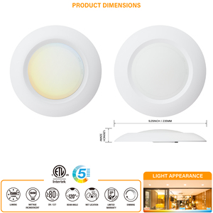 Plafonnier LED encastré ETL 9 pouces 5CCT, orientable et dimmable, pour boîte de jonction - Product Image 2