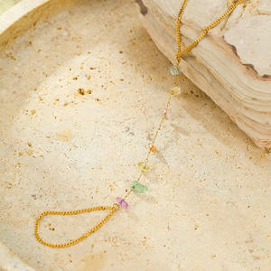 Mode einfache bunte Kies Armband Finger kette Edelstahl Hands chmuck Großhandel - Product Image 2