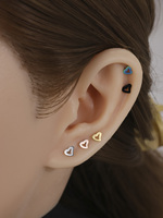 Anneau de nez en acier chirurgical 316L, forme cœur creux, clou de nez en L à vis, boucle d'oreille hypoallergénique pour cartilage, pour peaux sensibles