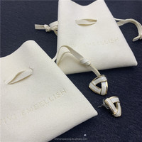 De luxe Beige Sacs à Bijoux En Daim Cordon Sac de Velours Microfibre Bijoux Emballage Cadeau de Poche