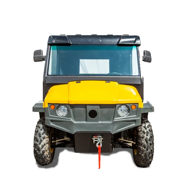 Ade in-vehículo eléctrico con carga para uso agrícola, vehículo utilitario de lados 6x4 con carga para uso agrícola.
