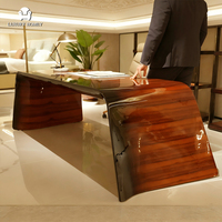 Ensemble de meubles de bureau en bois massif de luxe, bureau et bibliothèque modernes, ensemble table et chaise de bureau pour le bureau du PDG