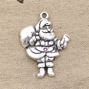 Charmes De Noël Père Noël Cadeau 33x25mm Tibétain Argent Couleur Pendentifs Antique Fabrication De Bijoux DIY Artisanat À La Main - Product Image 4