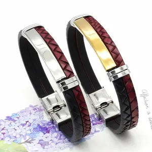 Résultats pour la fabrication de bracelets en cuir, Bracelet en cuir Pu en acier inoxydable pour femmes