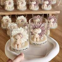 Bougie en cire de soja personnalisée en forme d'ours en peluche, parfumée à la marguerite, pour cadeau de fête prénatale ou d'anniversaire
