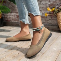 Nouvelles Chaussures Plates Respirantes en Maille pour Femmes, à Bout Rond, Faciles à Enfiler, Légères, avec Semelle en Caoutchouc, Idéales pour le Quotidien et les Ballerines Décontractées
