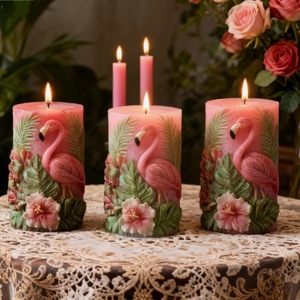 Flamingo Relief Scented <b>Candle</b> <b>Mold</b> Cylindrical Silicone <b>Mold</b> For DIY Home Decoration And Cake Making - Product Image 4