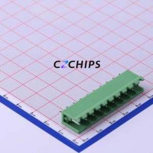 XY2500V-A-5.00-10P Plug-in Terminal Block Through hole,P=5mm Connector Board-to-Board / Socket - Open 1x10P 5mm Green - Product Image 1