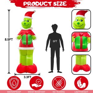 <b>Santa</b> Green Big Halloween <b>Inflatables</b> Outdoor Decorations Led Lights Blowups Merry Xmas Decor for Vacation 20240629 <b>Inflatable</b> X - Product Image 3