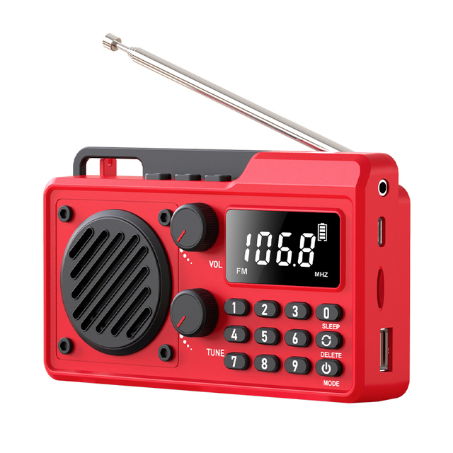 Fashion-Designed Mini Portable Radio with AM FM Shortwave Number Key Multifunctional Player TF Card USB Wireless BT Speaker