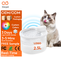 Fontana d'Acqua Automatica Senza Fili Elecpet da 2,5L per Animali Domestici con Separazione Acqua-Elettricità