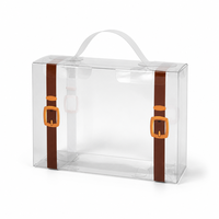 Boîte de transport personnalisée en PET, boîte cadeau transparente avec poignée découpée, fermeture pliante