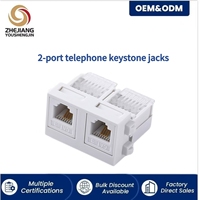 Ysj CAT6 Dual Port RJ45 Keystone Jack Tanpa Alat IDC Snap-In Putih untuk Pelat Dinding Penggunaan Internet/Telekomunikasi