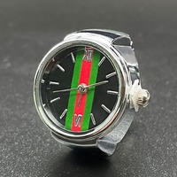 Montre à doigt pour hommes et femmes, bracelet extensible, élastique, cadran rond simple, montres à quartz, couleur blanc, noir, argent