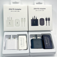 Adaptador de Corriente Tipo-C PD de 25W para S21-S26, Enchufe EU/UK, Carga Rápida