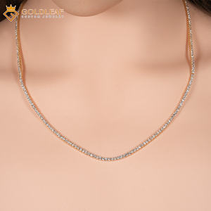 Collier chaîne tennis classique personnalisé en or jaune 10 carats avec diamant de laboratoire taille D VVS certifié IGI pour mariage et fiançailles - Product Image 1