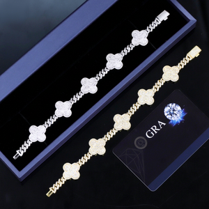 สร้อยข้อมือเงินแท้ S925 ดีไซน์ใบโคลเวอร์สี่แฉก ประดับเพชรโมอิสซาไนต์ VVS สำหรับผู้หญิง ลดราคาพิเศษ - Product Image 1