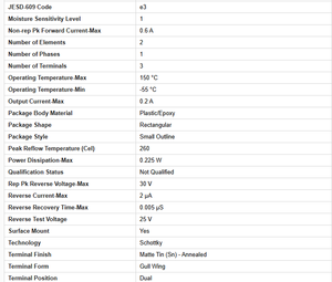 Circuit intégré à diode à 2 éléments, 3 broches, en silicium, 0.8V, 200mA, flambant neuf, Original, BAT54SLT1G - Product Image 6
