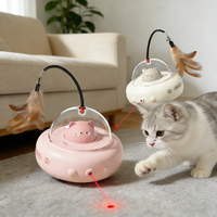 Jouets pour animaux de compagnie intelligents alimentés par USB, jouet interactif pour chat au laser et à plumes à rotation automatique, accessoires modernes pour animaux de compagnie pour chats d'intérieur/