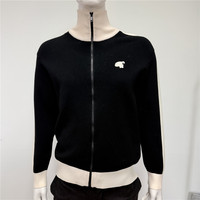 Cardigan en tricot zippé à col roulé pour homme, 100 % coton, manches longues, coupe courte, avec logo personnalisé, idéal pour l'hiver
