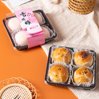 Boîtes d'emballage transparentes en PET à 2 compartiments, idéales pour les produits alimentaires tels que les macarons au chocolat et les desserts.