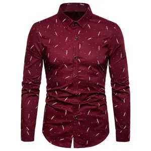 2023New men's upper body printed long-sleeved shirt youth fashion casual shirt